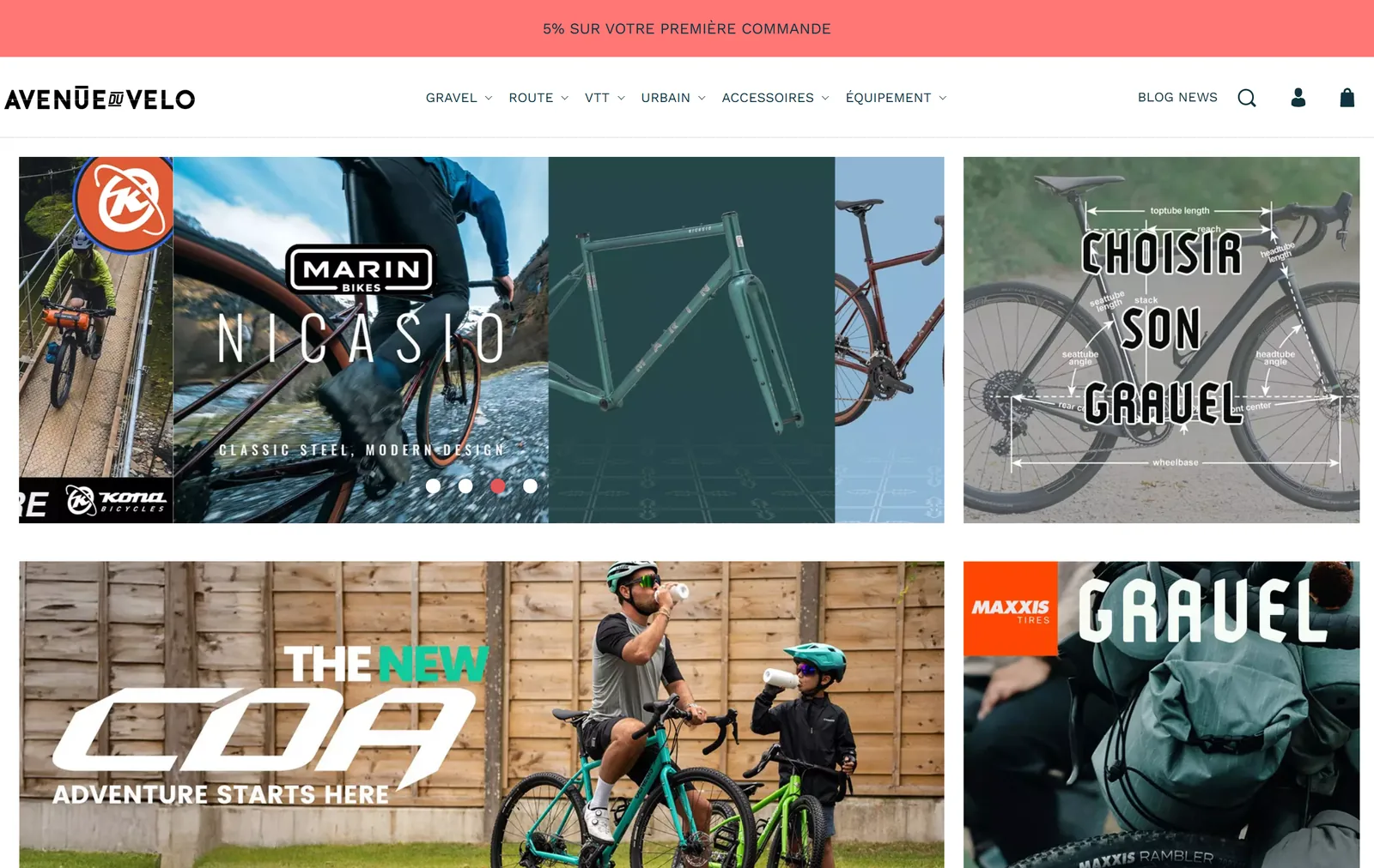 Site Avenue du Vélo — boutique